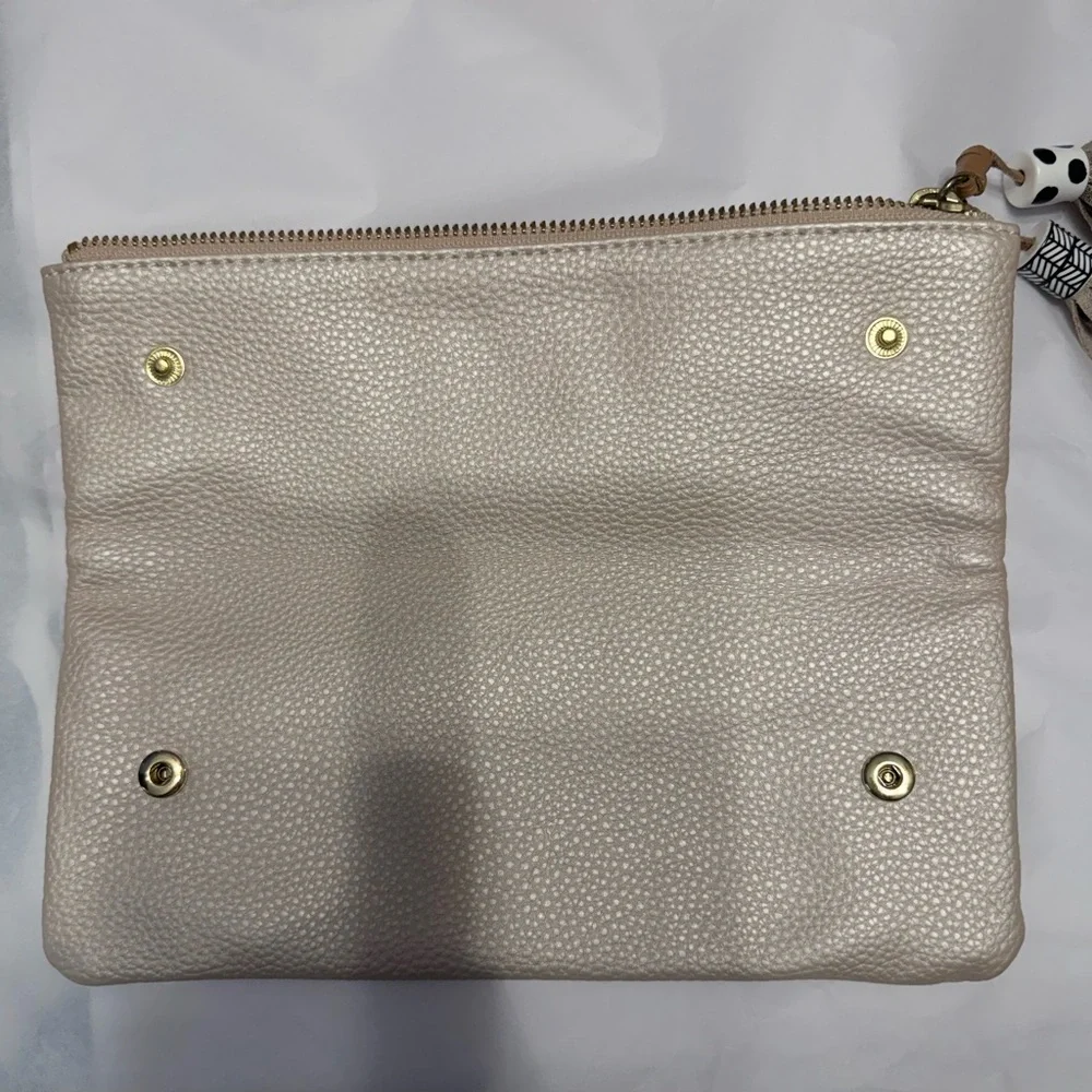 Anthropologie Beige Clutch with Tassel Details Foothills Pouch